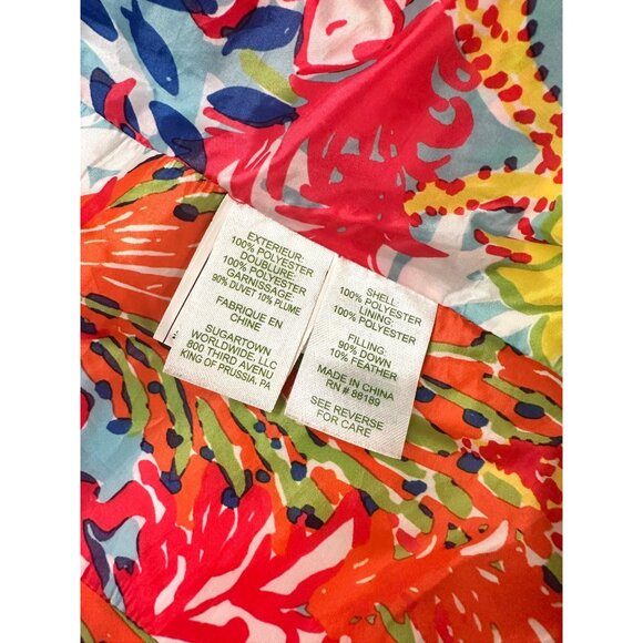 Lily Pulitzer Allie Packable Down Puffer Vest Brewster Blue Gold Zipper Size M - Picture 9 of 12